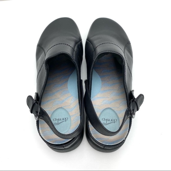 Dansko Leather lightweight Slingback Professional Clogs in Black - Picture 7 of 11